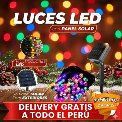 LUCES NAVIDEÑAS CON PANEL SOLAR 30M - RESISTENTES AL AGUA